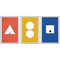 SIGNWIN 3 Piece Framed Canvas Wall Art Geometric Illustration Canvas Prints Home Artwork Decoration for Living Room,Bedroom - 16