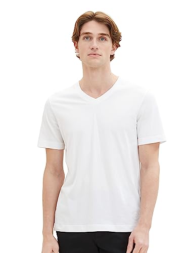 TOM TAILOR Herren Doppelpack T-Shirt mit V-Ausschnitt aus Baumwolle – Ansicht 2