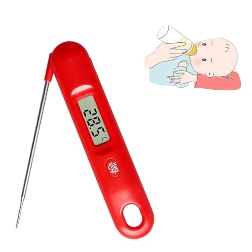 温度計 料理 油 肉 温度計 折りたたみ 水温計 デジタル 料理用温度計 クッキング温度計 速読2~3秒 -50~300℃ 調理用温度計 揚げ物 天ぷら ミルク コーヒー BBQ キッチン (レッド)