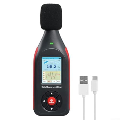 detector de sonido 30130dB con frecuencias de muestreo rápidas y lentas, LED de alarma de tres colores y registro de datos completo para uso industrial