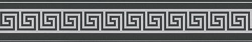 Cenefa autoadhesiva Moderno de 5m para decorar salones elegantes con meandro negro y plata 3