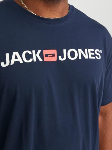 JACK & JONES Herren Rundhals T-Shirt JJECORP Logo - Slim Fit Plussize XXL-8XL, Größe:8XL, Farbe:Navy Blazer 12184987 – Ansicht 5