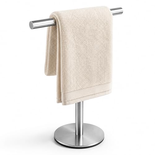 Bath Hand Towel Holder Standing, 13 Inch T-Shape Towel Bar Rack Stand, SUS304 Stainless Steel...