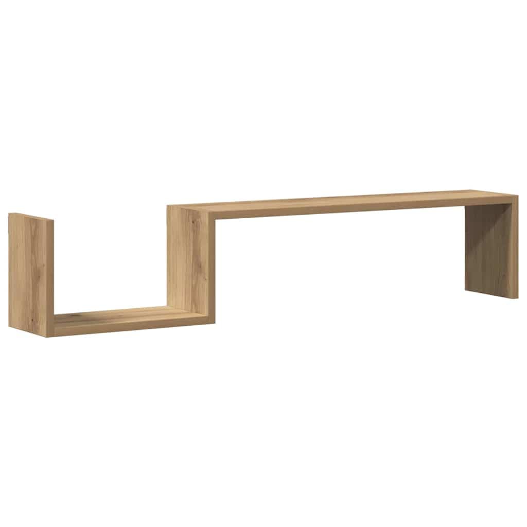 Estantería de pared 2 unidades de roble Artisan, 100 x 15 x 20 cm, material de madera, estantes flotantes para salón, oficina, dormitorio, montaje en pared, almacenamiento versátil