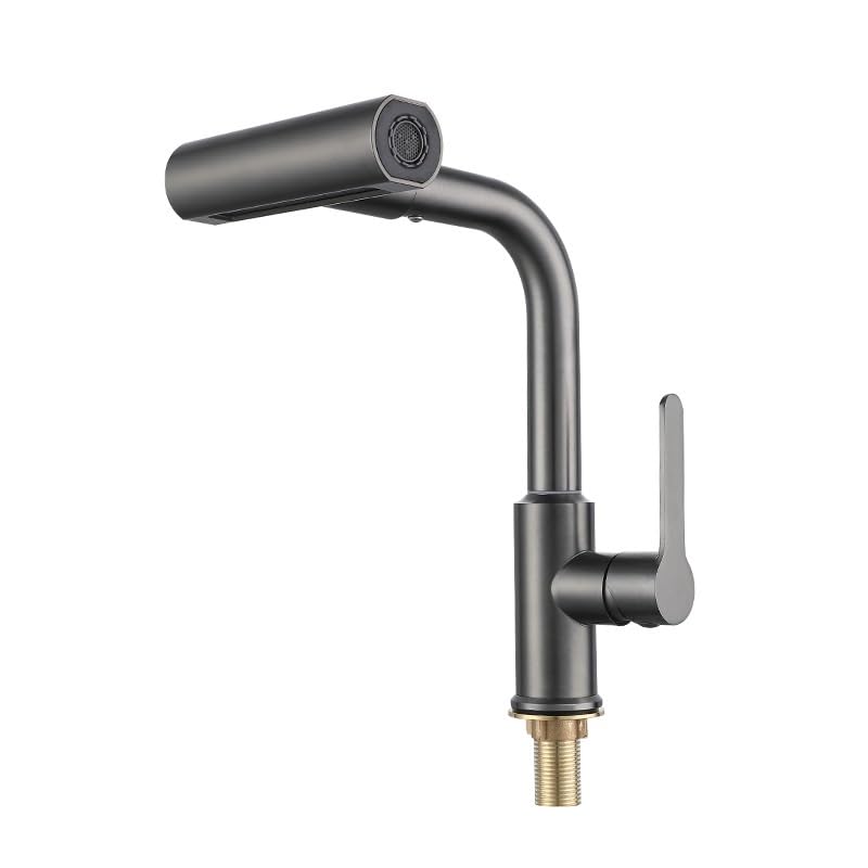 Robinet froid simple en acier inoxydable gris pistolet haut pour balcon et buanderie