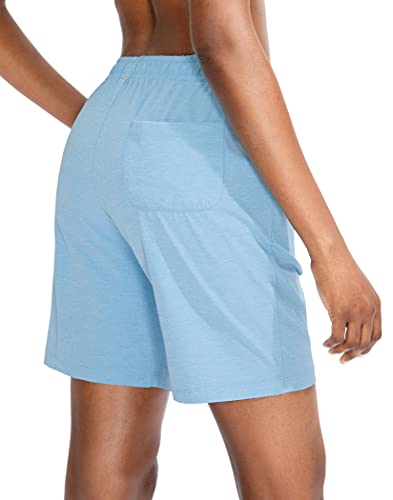 G Gradual Women's Bermuda Shorts Jersey Shorts With Deep Pockets 7" Long Shorts For Women Lounge Walking Athletic (Blue, X-Large) #TOP3