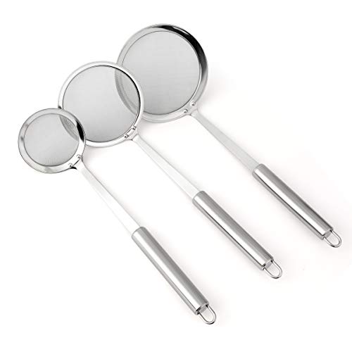 AIEVE Skimmer Spoon, 3 Pack Stainless Steel Skimmer Spoon with Handle for Japanese