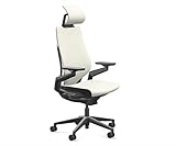 Steelcase Gesture Office Desk Chair with Headrest Plus Lumbar Support Cogent Connect Coconut 5S15 Fabric High Black Frame Hard Floor Casters