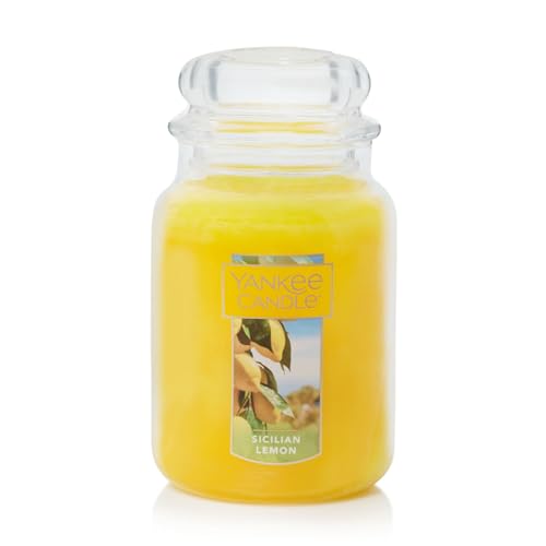 Yankee Candle Sicilian Lemon Scented Classic 22oz Large Jar Single Wick Candle Over 110 Hours of Burn Time Perfect for Home Decor Parties and Gifts