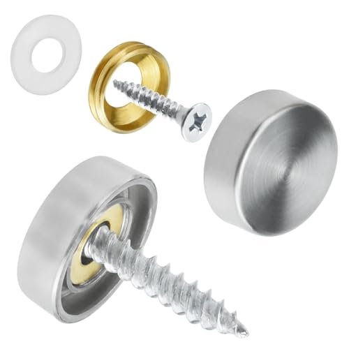 ZIUZI 24 Pcs Stainless Steel Screw Cover Cap 0.63/16mm Diameter Mirror Screw Cap Decorative Screws Cover Fasteners for Furniture Mirrors Signage and Advertising Hardware