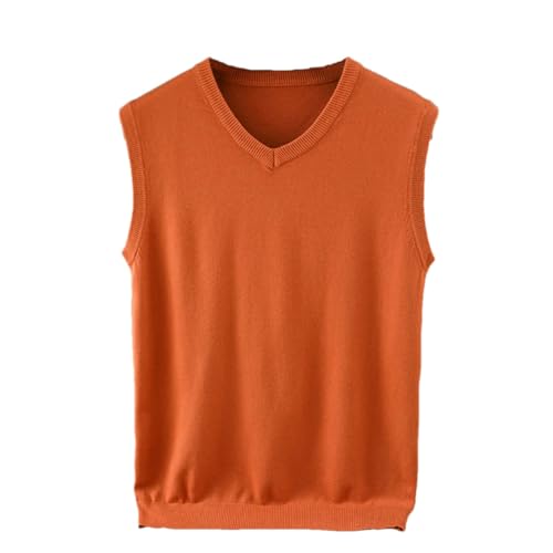 Men's Classic Knitting Cashmere Wool Blend Vest V Neck Loose Solid Color Sweater Vest