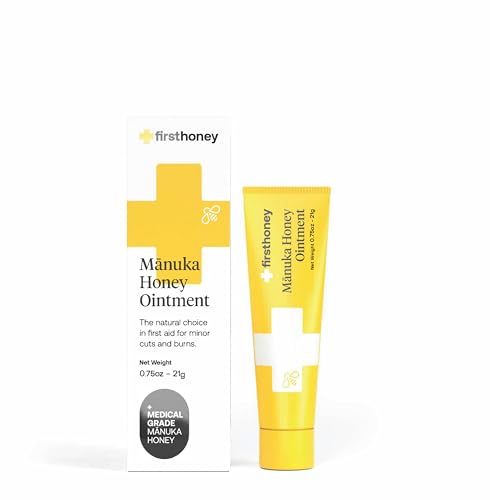 FIRST HONEY Wound Healing Ointment [ .75oz - 21g ] | 100% Active Leptospermum | Fast Relief & Skin Repair | Manuka Honey from New Zealand | Antibiotic Free Burn Care, Scar Gel, Dressing Aid