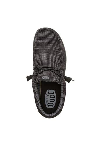 HEYDUDE Wally Stretch Sox Black/Black Size 9, Men’s Shoes, Men's Slip-on Loafers, Comfortable & Light-Weight4