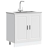 Homgoday Mueble bajo Fregadero Porto Blanco 80x46x81,5cm de Cocina sin Encimera - Madera diseñada para Lavabo