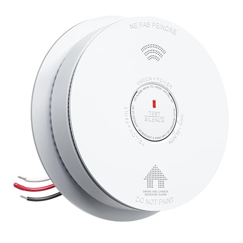 SITERWELL Hardwired Smoke Detector Carbon Monoxide Detector 10 Year Battery Meets UL217-9th Standards Interconnected Smoke and Carbon Monoxide Detector Combo with Bilingual Voice Alerts 1 Pack