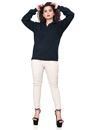 Image of More & More HOODMASTER Women's Fleece Hoodie Sweatshirt with Zip Pockets Full Sleeves Regular Fit Solid Pattern Hooded Neck and Standard Length | Comfortable Fleece Hoodie for Women