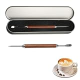 YACHUN コーヒーラテアート コーヒーピン 彫刻ペン ケーキステンシルペン 木製ハンドル ティック ラテの装飾道具 デュアルエンドデザイン DIYツール カプチーノアートペン 携帯型 収納ボックス付き