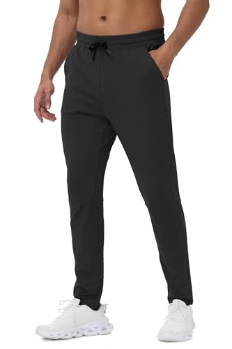 Blaosn Mens Athletic Sweatpants Gym Workout Running Sweat Pants with Zipper Pockets Stretch Track Casual Jogging Joggers