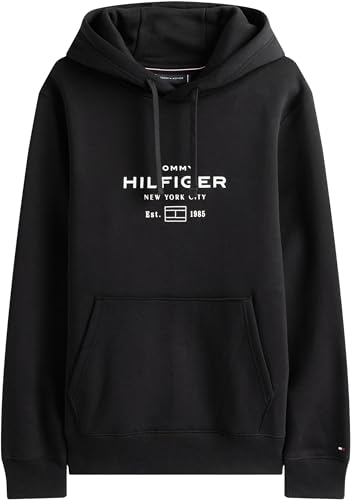 Tommy Hilfiger Herren Hoodie Oval Graphic mit Logo, Schwarz (Black), XS – Ansicht 5
