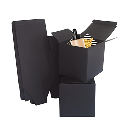 STRBOXONG Boîtes cadeaux en kraft noir, 100x100x100mm Petites boîtes cadeaux vides avec couvercles pour cadeaux, boîtes à dragées pour fêtes, mariages ou anniversaires (10 pièces) Cover