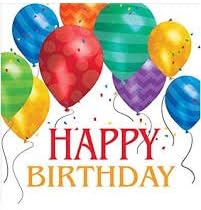 Club Pack of 192 Balloon Blast Multicolor"Happy Birthday" 2-Ply Luncheon Napkins 6.5"