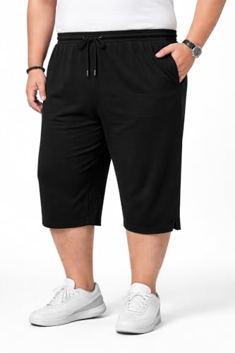 Image of Men's Plus Size Capri Pants | 3 /4 Cotton Shorts for Men | Comfortable Loose Fit | Big Size | Casual Summer Wear