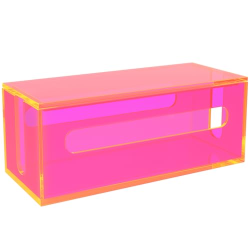 Cable Management Box Acrylic Cord Organizer Box Power Strip Storage Box to Hide Wires, Neon Pink
