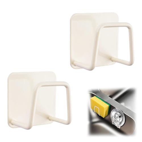 MOROBOR Lot de 2 porte-éponges adhésifs en acier inoxydable pour évier, savon, éponges, support antirouille de qualité supérieure, accessoires de...