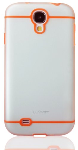 LUVVITT Hybrid Transparent Case/Cover for Samsung Galaxy S4 SIV S IV Retail Packaging - Clear/Orange