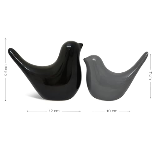 Image of LIFEHAXTORE Creative Black and Grey Glossy Ceramic Birds Figurines Home Decorations Accessories Party (Pack of 2)