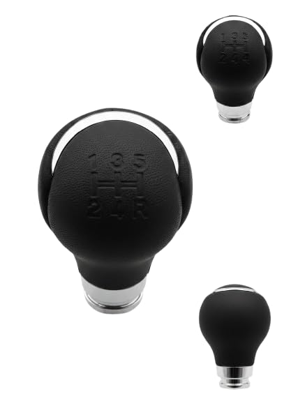 Image of Premium Imported Leatherise Gear Lever Knob Suitable for /Innova Crysta 2016-2026 Black with Chrome Ring 5 Speed Manual Transmission 33504-0K200-C0