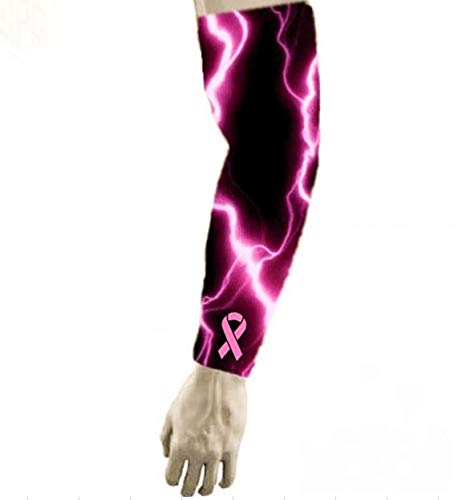 Breast Cancer Awareness Pink Ribbon Football Baseball Compression Arm Sleeve - Pink Lightning (XXL) Breast Cancer Awareness Pink Ribbon Football Baseball Compression Arm Sleeve - Pink Lightning (XXL)