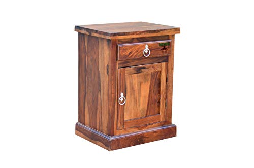Image of Sheesham Solid Wood Bed Side Table (Finish Color - Natural Brown)