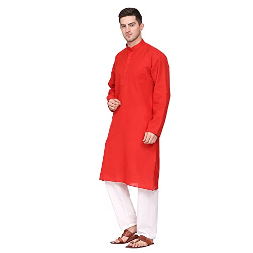 Image of ITOS365 Men Cotton Blend Kurta Pyjama Set Party Fashion Regular Ethinic Wear Indian Dress Gift for Men
