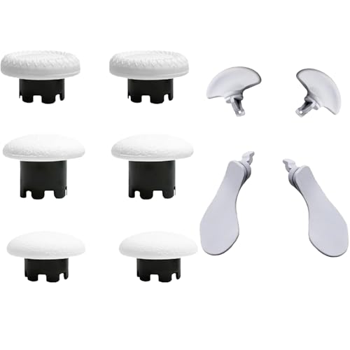 10-in-1 Metal Thumbsticks Accessories for PS5 Dualsense Edge Controller,4 Metallic Back Paddles Triggers Buttons Repair Parts with 6 Analog Joysticks for PS5 Dualsense Edge(White) [video game]