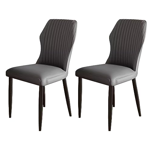 Chaise de salle à manger lot de 2 en simili cuir PU avec dossier haut design épuré sans accoudoir