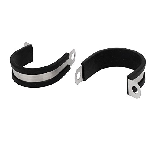 Aexit 40mm Dia Clamps EPDM Rubber Lined P Clips Water Pipe Tube Hose Clamps Strap Clamps Holder 2pcs
