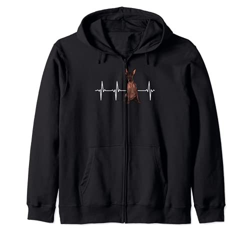 Xoloitzcuintli Heartbeat Dog Lover Zip Hoodie, Black, S