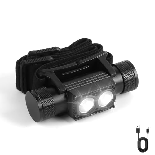 Super Bright 1200 Lumen LED Rechargeable Headlamp with Rotatable Hidden Type-C Port,IPX6 Waterproof Head Light with 2600mAh Battery,180° Adjustable Head lamp with 6 Modes for Camping Hiking Fishing