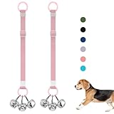 SVD.PET 2 Packs Dog Doorbells to Go Outside for Potty Training, Puppy Dog Bells with Hanging Ring Attachable to Door Knob or Anywhere Near The Door, Height Adjustable, Loud Jingle Bells (Light Pink)