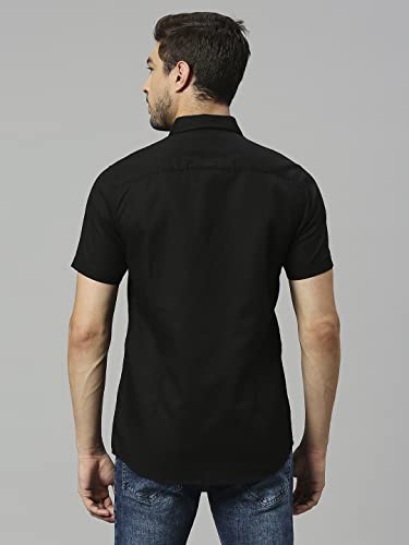 Image of Thomas Scott Men's | Solid | Half Sleeve | Slim Fit | Linen Blend | Spread Collar | Casual Shirt