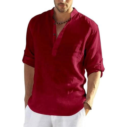 Image of Bellstone Men's Cotton Blend Solid Regular Fit Full Sleeve Short Kurta | Men's Trendy Short Kurta | Ethnic Stylish Casual Lightweight Summer Kurta for Daily and Occasion Use
