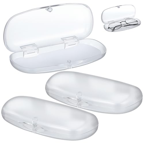 Uonlytech Étuis à Lunettes Rigides Transparents 3 Pièces Boîtes de Rangement Portables Compactes en Plastique pour Voyage et Bureau