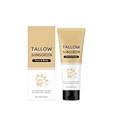 Sonnencreme LSF 50,Tallow Sunscreen Face Creme SPF 50,Sonnencreme Für Gesicht Und Körper,Sonnenschutz,Natürliche Inhaltsstoffe,Hautaufhellung und Feuchtigkeitspflege Sunscreens,80g
