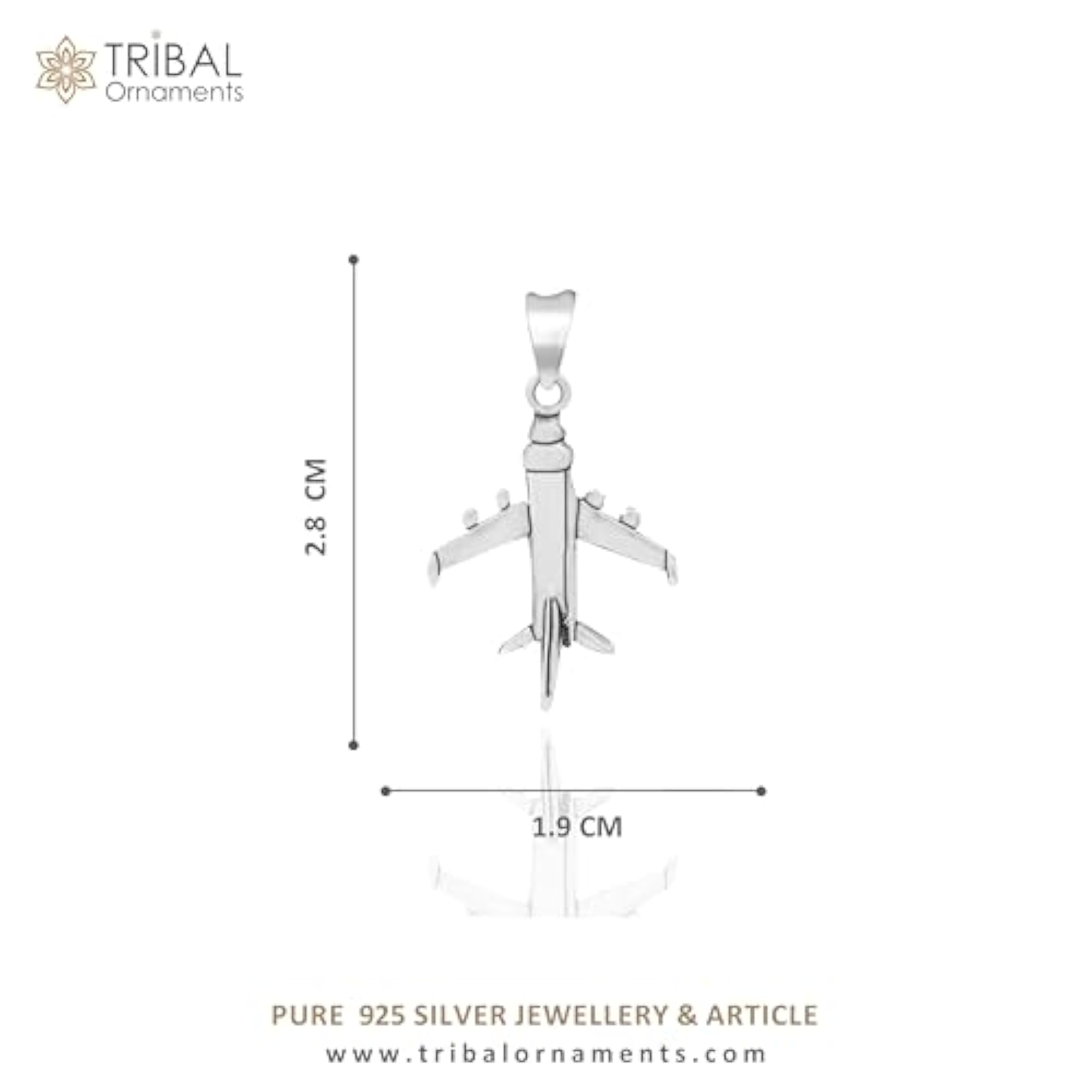 Women's 925 Pure Silver Aeroplane Pendant, Gift for Her