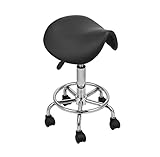 Lowander Kunstleder Sattelhocker - mobiler Bürohocker / Barbierhocker / Drehhocker mit Sitz - höhenverstellbar - schwarz