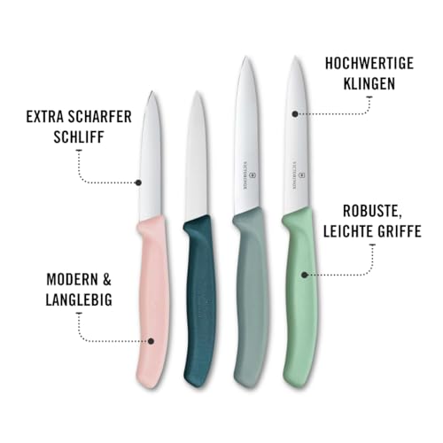 Victorinox Swiss Classic, Tomaten- und Gemüsemesser Set, 4teilig, Scharfe Klinge, 8 und 10 cm, Wellenschliff, Rostfreier Stahl… – Ansicht 5