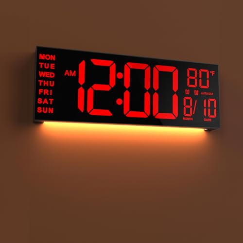 JALL 13" Large Digital Wall Clock with Temperature