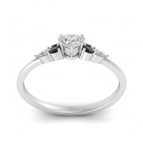 Image of Choose Your Gemstone Graduated Channel Setting Diamond CZ Wedding Sterling Silver Heart Shape Wedding Engagement Birthstone Stackable Ring Size US 4 to 12