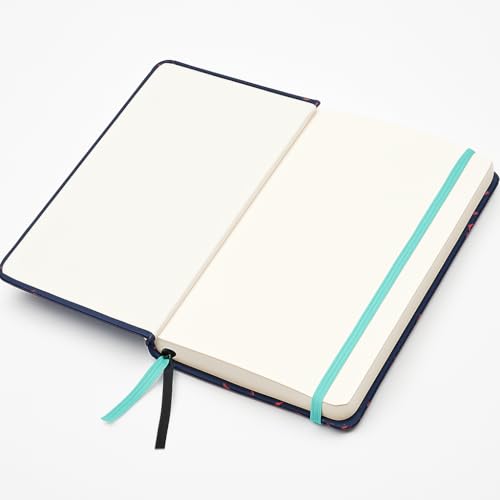 Image of COI Blue A5 Diary: 5.5x8.5 in Blank Inspirational Notebook with Elastic Closure & Dual Ribbons for Daily Gratitude